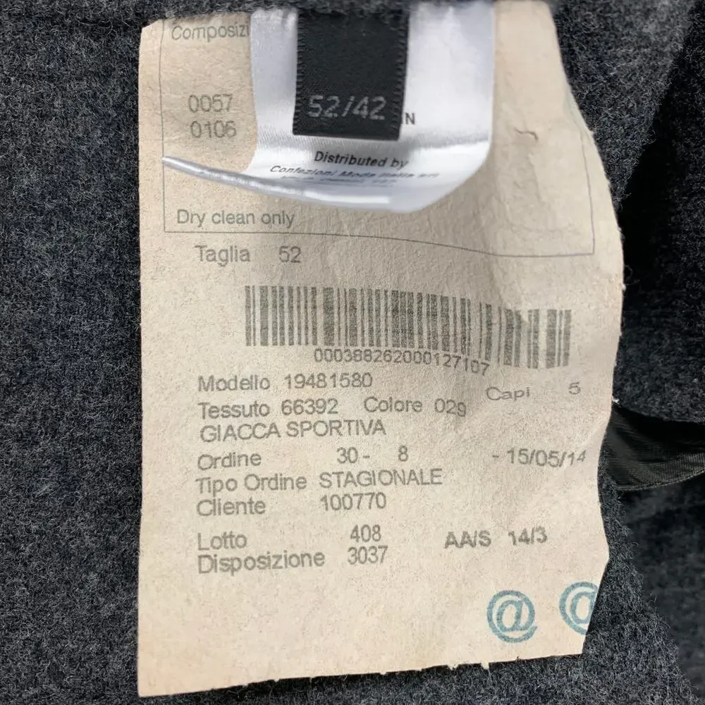 CALVIN KLEIN COLLECTION Size 42 Grey Charcoal Wool Notch Lapel Sport Coat